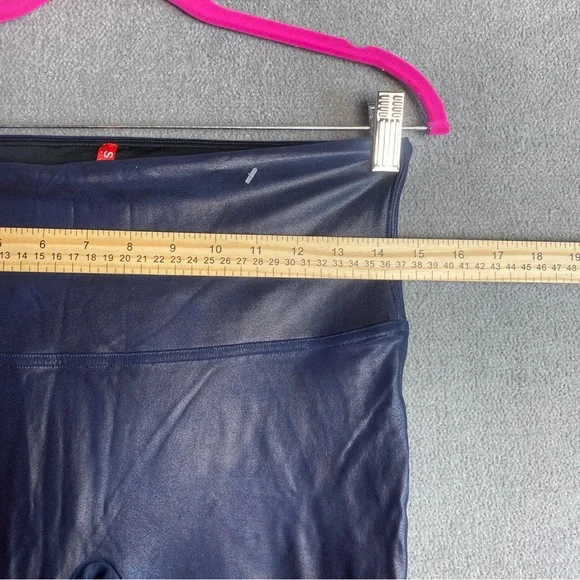 SPANX Faux Leather Navy/Cool Blue Track Stripe Leggings Size L - Picture 6 of 7